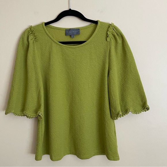 Anthropology Sunday In Brooklyn Top Short Sleeve Chartreuse Textured Size Small - Picture 1 of 8